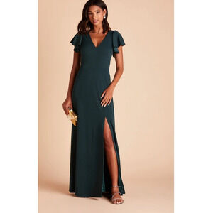 1498 NWT   Birdy  Grey  Hannah  Empire  Chiffon Bridesmaids Dress Emerald Small